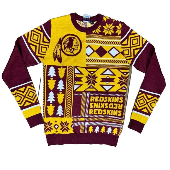 NFL Football Washington Redskins Ugly Patch Sweater by KLEW Small NWT - Picture 1 of 5